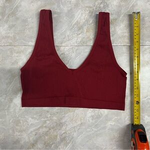 Colsie Ribbed V-Neck Bralette in Deep Red